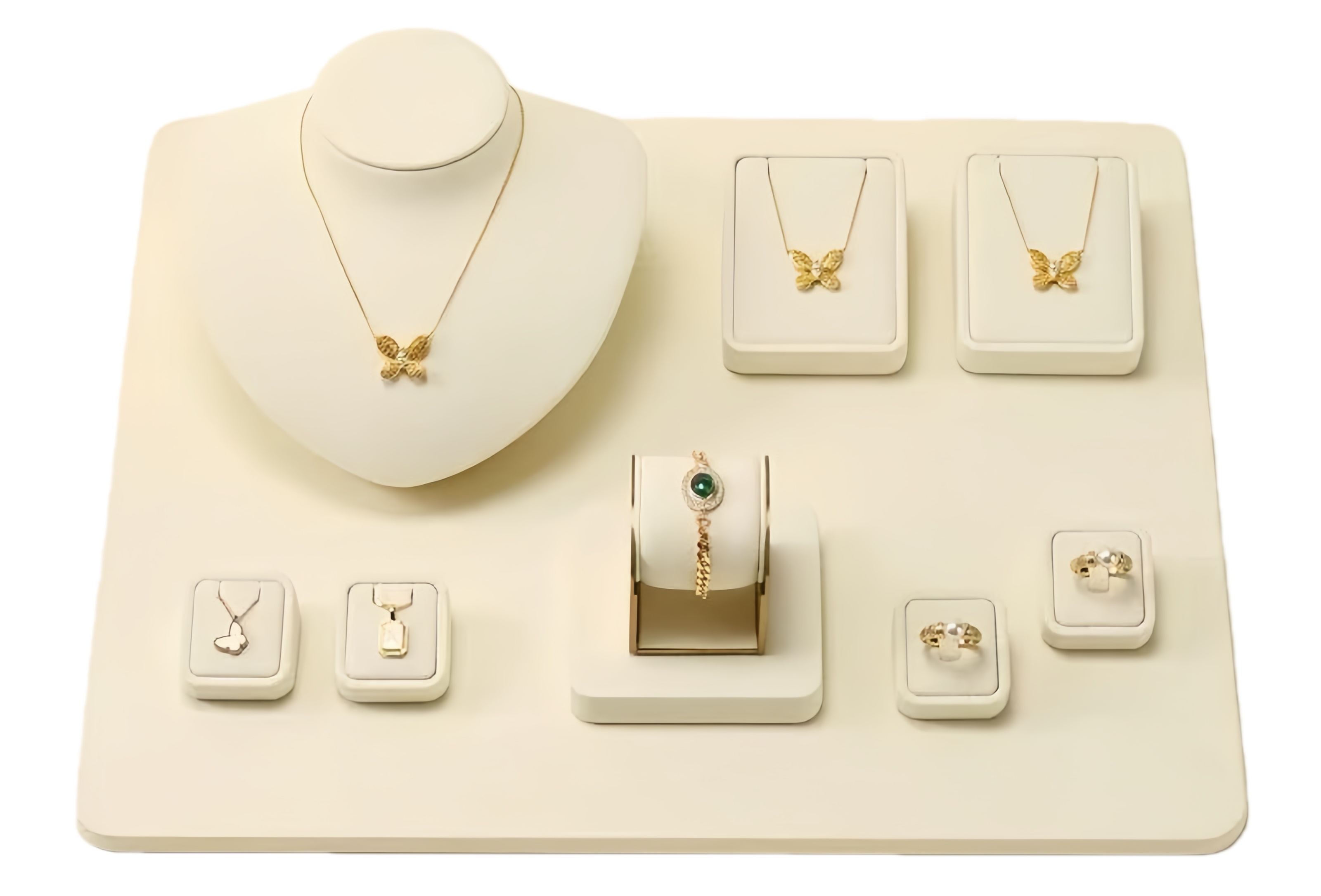 Cuero sintético de PU para accesorios de escaparate de joyeros